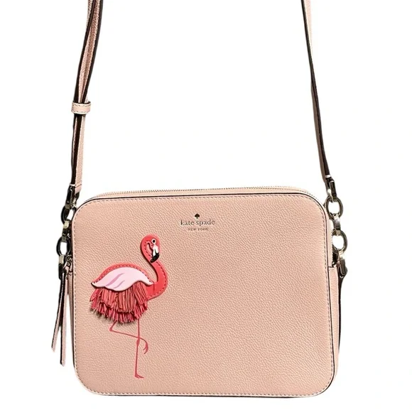 Kate Spade By the Pool Flamingo Novelty Triple Compartment Pink Crossbody Bag - Picture 1 of 10